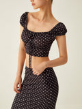 Bomve-Polka Dot Knotted Skirt Set