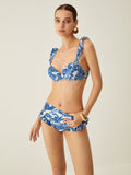 Bomve-Print Ruffle Bikini Set