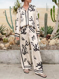 Bomve-Cactus Print Oversized Pants Set