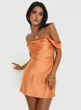 Bomve-Zabbarra Off The Shoulder Mini Dress Orange