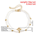 2Pcs/Set Elegant White Imitation Pearl Choker Necklace Women Collares Bridal Wedding Kpop Beaded Chain Fashion Aesthetic Jewelry