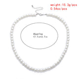 Gothic Imitation Pearl Tassel Chain Necklace for Women Bridal Wedding Strand Beaded Sweet Female Choker White Friendship Jewelry