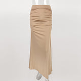 white dress Style 2024 Summer New Women's Skirt Sexy Slim-Fit Sheath Pleated Large Skirt Long Skirt