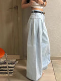 college outfits Japanese Style New Design Versatile Slimming High Waist Pleated Loose Wide Leg Jeans Women's Casual Trousers