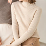 sweater outfits Autumn and Winter Half Turtleneck Striped Sweater Women's Solid Color Long Sleeve Bottoming Shirt Korean Style Slim Slimming Pullover Sweater