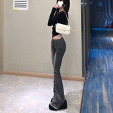 korean fashion American-Style Women's Retro Gray Skinny Jeans