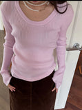 Autumn and Winter Solid Color round Neck Slim-Fit Velvet Sweater Sweater for Women