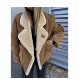 trending fall outfits 2024 Black Friday Christmas Thanksgiving Autumn and Winter Suede Lambswool Coat Thickened Fur Integrated Short Motorcycle Clothing