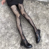 Black Friday Christmas Thanksgiving Gothic Fishnet Socks Starry Skull Dark Stockings Punk Women's Bottoming Pantyhose Ins Mesh Socks