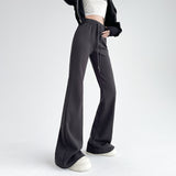 Fall street style Gray Micro Flared Sports Pants for Women Spring and Autumn Casual Small Sweatpants