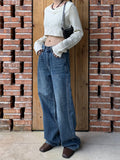 2000s fashion Casual Jeans for Women 2024 Retro Loose Draping Wide-Leg Pants for Women 