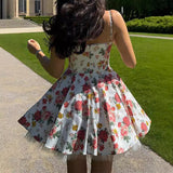 birthday outfit Hot Girl Wear Women's Suspender Skirt Slim Backless Princess Pettiskirt Sexy Floral Dress Summer Women's High Sense