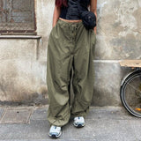 2000s fashion 2024 Fashion New Hot Girl Street Wide-Leg Pants Woven Pants Loose Drawstring Street Style Women's Clothing