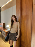 Autumn and Winter Solid Color round Neck Slim-Fit Velvet Sweater Sweater for Women