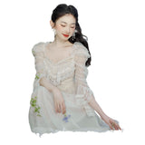 alien invasion dress to impress Princess Diary Graduation ceremony outfit 2024 Spring New Vintage Lace Cake Skirt Dress 