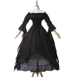 aesthetic halloween costumes Gorgeous Lace Flare Sleeve off-Neck Vintage Gothic Dress Prom Princess Dress