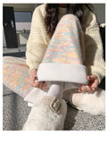 Rainbow Color Pants Women's Autumn and Winter 2024 High Waist Draping Soft Glutinous Wide-Leg Pants Casual Knitted Fleece-Lined Pants