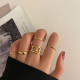 Christmas Thanksgiving Gifts Minimalist Golden Joint Ring Suit Ins Trendy Cold Wind Index Finger Ring Combination Rings