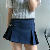 guys in skirts Leather Buckle Plaid Pleated Skirt A- Line Skirt Women's Plaid High Waist Hot Girl Skirt