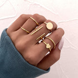 Christmas Thanksgiving Gifts Minimalist Golden Joint Ring Suit Ins Trendy Cold Wind Index Finger Ring Combination Rings