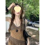 boho Mid-Ancient Sweetheart ~ Spring New Trendy New Chinese Retro Design V-neck Sling Dress Women's Slimming Dress