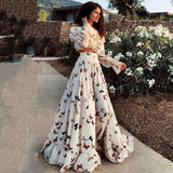 maxi dress Celebrity Ins Butterfly Print Two-Piece Bohemian Large Skirt Long Skirt Beach Dress