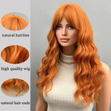 calico hair 22 Inch Long Curly Orange Wavy Hair Wig with Bangs-Natural Appearance Synthetic Fiber Wig orange/red