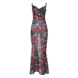 alien invasion dress to impress Fall 2024 Ins Style Fashion New Sexy V-neck Elegant All-Match Slim-Fit Long Printed Sling Dress Women