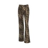 fall outfits 2024 Retro Street Style Loose Low Waist Leopard Print Trousers Cotton Wide Leg Pants Casual Pants for Women