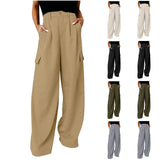 Bomve casual fall outfits 2024 Spring and Autumn Women's Fashion Loose Wide-Leg Pants Women's New Solid Color High Waist Versatile Casual Pants Women