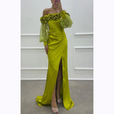 prom dresses Sexy Women's New Fashion Strapless Tube Top Sequined Satin with Sleeves Dress