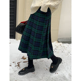 2000s fashion Christmas outfits Plaid Pleated Skirt Women's Winter New High Waist A- line Skirt 