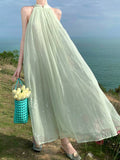 Bomve-Seaside Beach Chiffon Mint Green Skirt