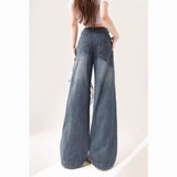 90s streetwear Love Knot Knee-Heart Denim Pants