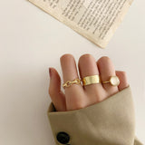 Christmas Thanksgiving Gifts Minimalist Golden Joint Ring Suit Ins Trendy Cold Wind Index Finger Ring Combination Rings