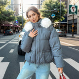 2000s fashion Women's down Cotton-Padded Coat 2024 New Women's Large Fur Collar Cotton-Padded Jacket Loose Thickened Coat Short