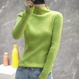 sweater outfits Autumn and Winter Half Turtleneck Striped Sweater Women's Solid Color Long Sleeve Bottoming Shirt Korean Style Slim Slimming Pullover Sweater