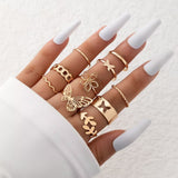 Christmas Thanksgiving Gifts Light Luxury Simple Cross Diamond Multi-Piece Ring Personalized Love Hollow Ten-Piece Ring