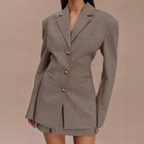 2000s fashion 2024 Autumn New Fashion Elegant Slim Houndstooth Texture Suit Jacket British Style