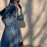 fall women's outfits 2024 Autumn Advanced Casual Long Retro Elegant Denim Wide Trench Coat