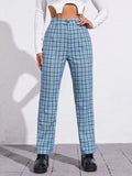 2000s fashion 2024 Women's Spring and Summer Elegant Commuter Mid-Waist Plaid Fabric Flared Pants Artistic Trousers