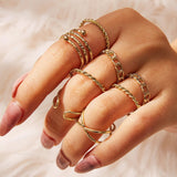 Christmas Thanksgiving Gifts Minimalist Golden Joint Ring Suit Ins Trendy Cold Wind Index Finger Ring Combination Rings