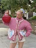 Bomve-Christmas Thanksgiving Black Friday Amabel Gingham Heart Patch Jacket