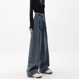 90s streetwear Women American Retro Washed High Waist Loose Wide Leg Jeans 