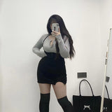 grunge outfits Plus Size Fall Women's Street Style Hot Girl Figure Dress Long-Sleeved T-shirt Two-Piece Skirt