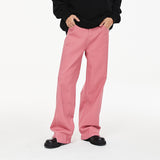 cute outfits fall Dopamine Straight Loose Washed Pants Three-Dimensional Cut Raspberry Pink Jeans Mid-High Waist Trousers