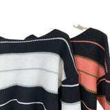 womens christmas outfit Black Friday Autumn New Black Pink Striped Fashion Sweet Chic Sweater Sweater Top off-Shoulder Sweater Women's Short