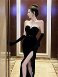 Bomve-off-Shoulder Velvet Dress Dress Party Prom Dress