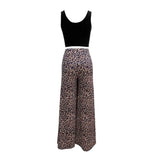 fall outfits 2024 Women's Elegant Printed Open Waist Vest Leopard Print High Waist Wide Leg Pants Suit