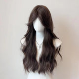 Bomve calico hair Wig Women's Long Hair Natural Water Ripple Mid-Length Eight-Character Long Curly Hair Fluffy Artificial Human Hair Full Top Full Head Cover